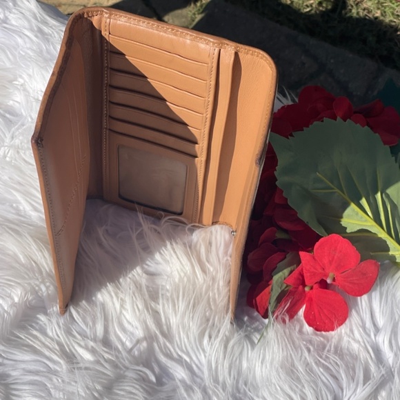 Coach Long Envelope Wallet Canvas Khaki Brown Tan Leather Inside - Picture 6 of 7